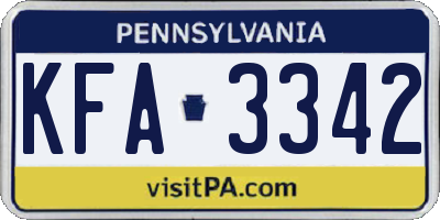 PA license plate KFA3342