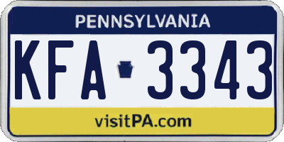 PA license plate KFA3343