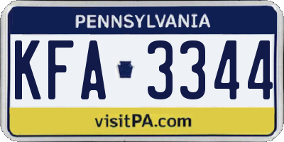 PA license plate KFA3344