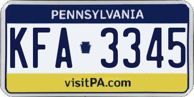 PA license plate KFA3345