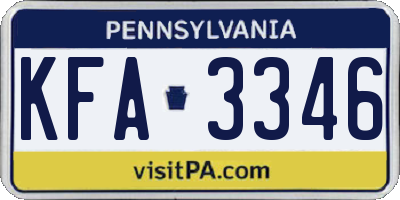 PA license plate KFA3346