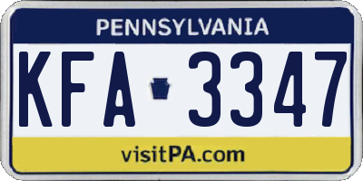 PA license plate KFA3347