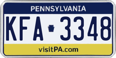 PA license plate KFA3348