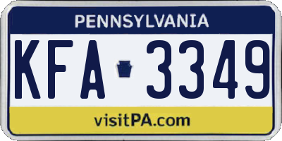 PA license plate KFA3349