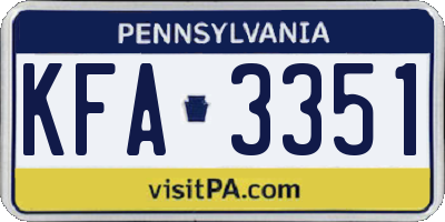 PA license plate KFA3351