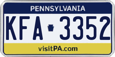 PA license plate KFA3352