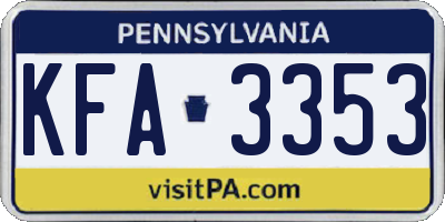 PA license plate KFA3353