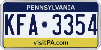 PA license plate KFA3354