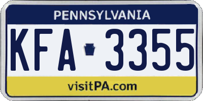 PA license plate KFA3355