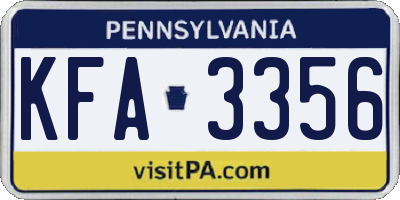 PA license plate KFA3356