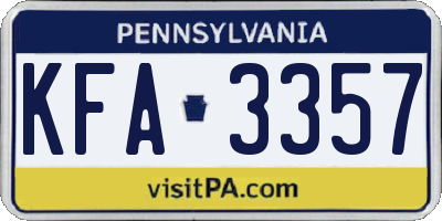 PA license plate KFA3357