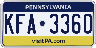 PA license plate KFA3360