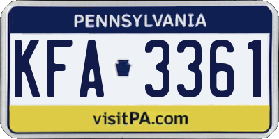 PA license plate KFA3361
