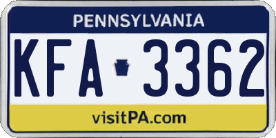 PA license plate KFA3362