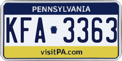 PA license plate KFA3363