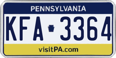 PA license plate KFA3364