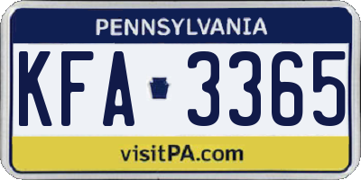 PA license plate KFA3365