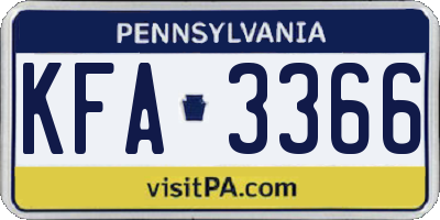 PA license plate KFA3366