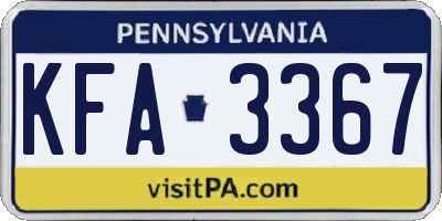 PA license plate KFA3367