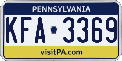 PA license plate KFA3369