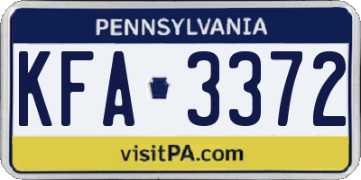 PA license plate KFA3372