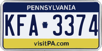 PA license plate KFA3374