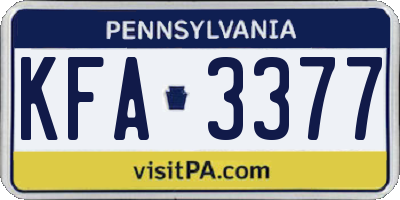 PA license plate KFA3377