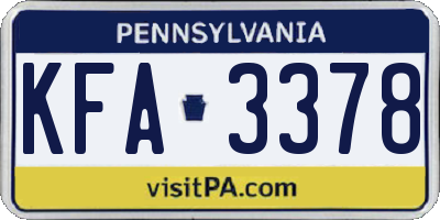 PA license plate KFA3378