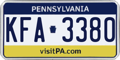 PA license plate KFA3380