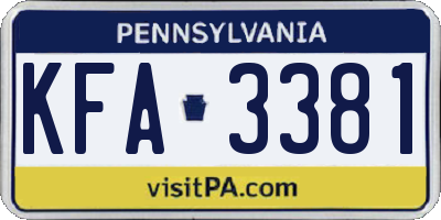 PA license plate KFA3381