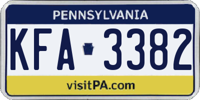 PA license plate KFA3382