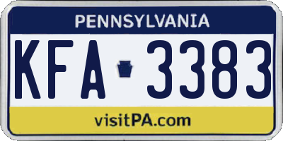 PA license plate KFA3383