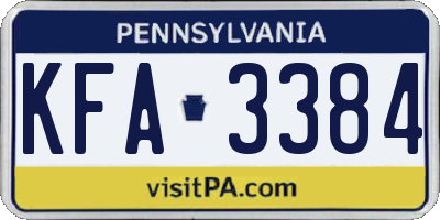 PA license plate KFA3384