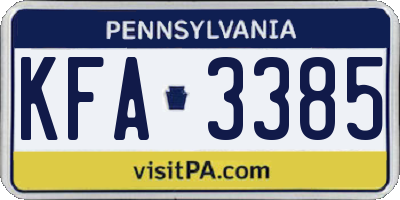 PA license plate KFA3385