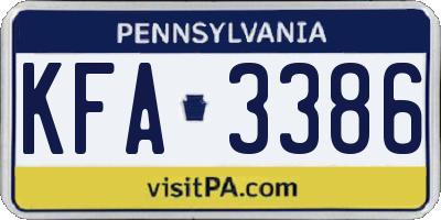 PA license plate KFA3386