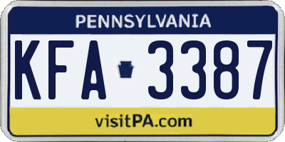 PA license plate KFA3387