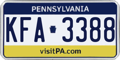 PA license plate KFA3388