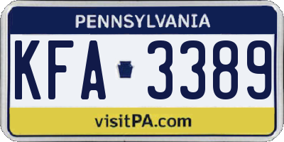 PA license plate KFA3389
