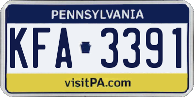 PA license plate KFA3391