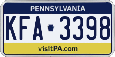PA license plate KFA3398