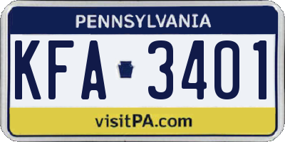PA license plate KFA3401