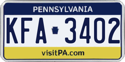 PA license plate KFA3402