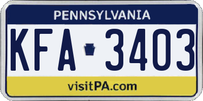 PA license plate KFA3403