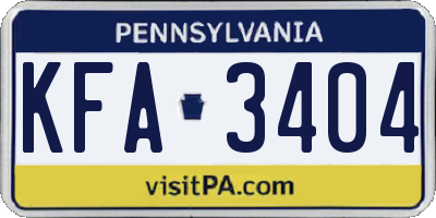 PA license plate KFA3404