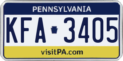 PA license plate KFA3405