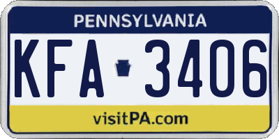 PA license plate KFA3406