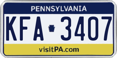 PA license plate KFA3407
