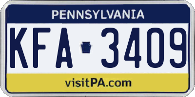 PA license plate KFA3409