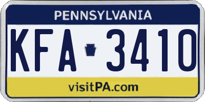 PA license plate KFA3410