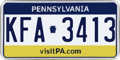 PA license plate KFA3413